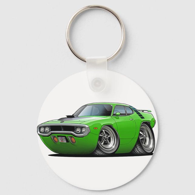 1971-72 Roadrunner Lime-Black Car Keychain (Front)