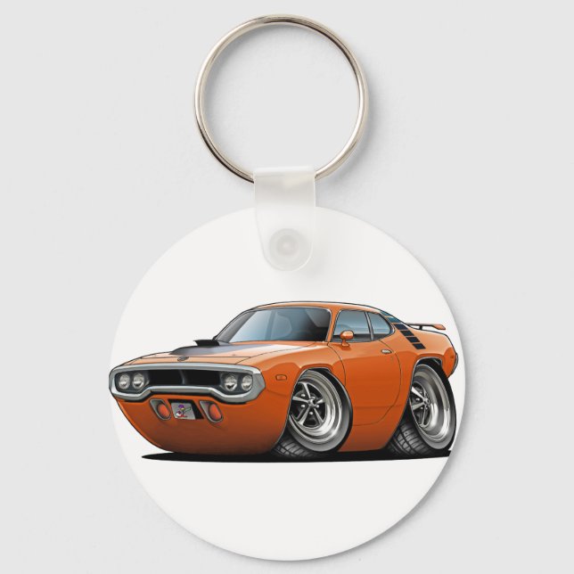 1971-72 Roadrunner Orange-Black Car Keychain (Front)