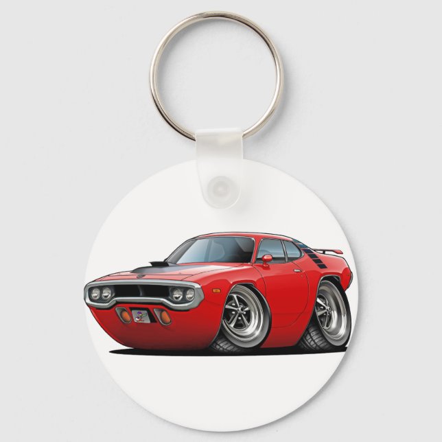 1971-72 Roadrunner Red-Black Car Keychain (Front)