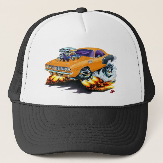 1971 Hemi Cuda Orange Car Trucker Hat (Front)