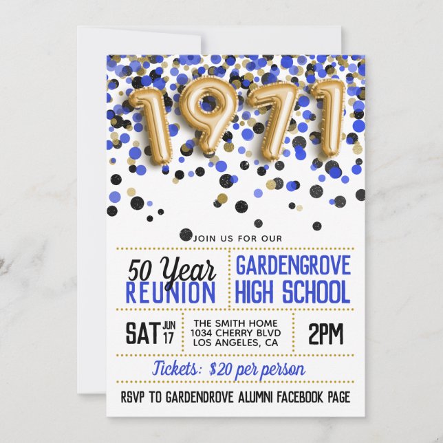 1971 High School College Reunion Invitation (Front)