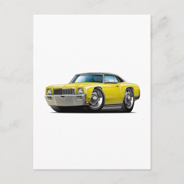 1971 Monte Carlo Yellow-Black Top Car Postcard (Front)