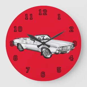 1971 Oldsmobile Cutlass Supreme Car Illustration Large Clock