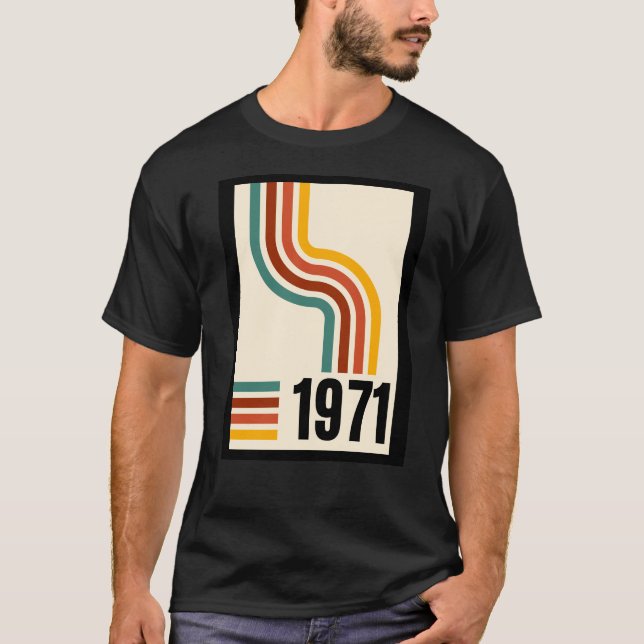1971 Retro Stripe Rainbow 54th Birthday T-Shirt (Front)