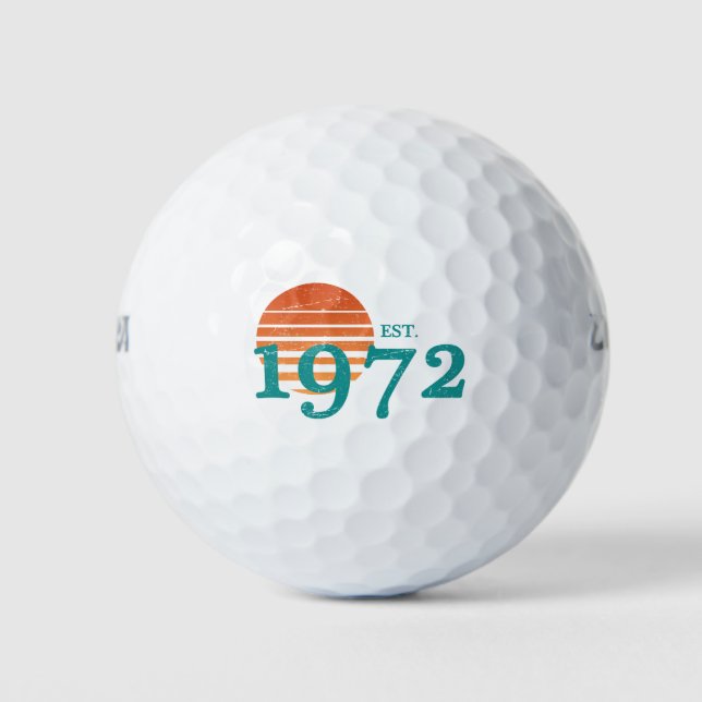 1972 50th Birthday Vintage Sunset Golf Balls (Front)