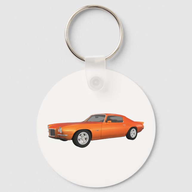 1972 Camaro: Muscle Car: Orange Finish: Keychain (Front)