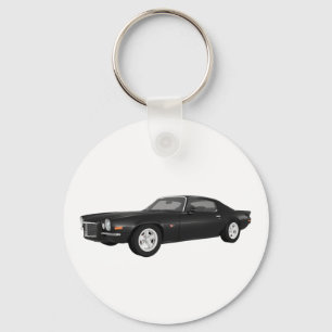 1972 Camaro Z28: Muscle Car: Black Finish Keychain