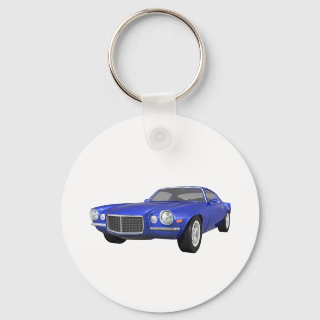 1972 Camaro Z28: Muscle Car: Blue Finish: Keychain (Front)