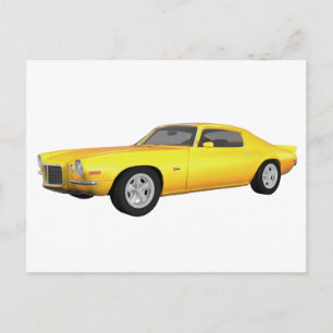 1972 Camaro Z28: Muscle Car: Yellow Finish: Postcard