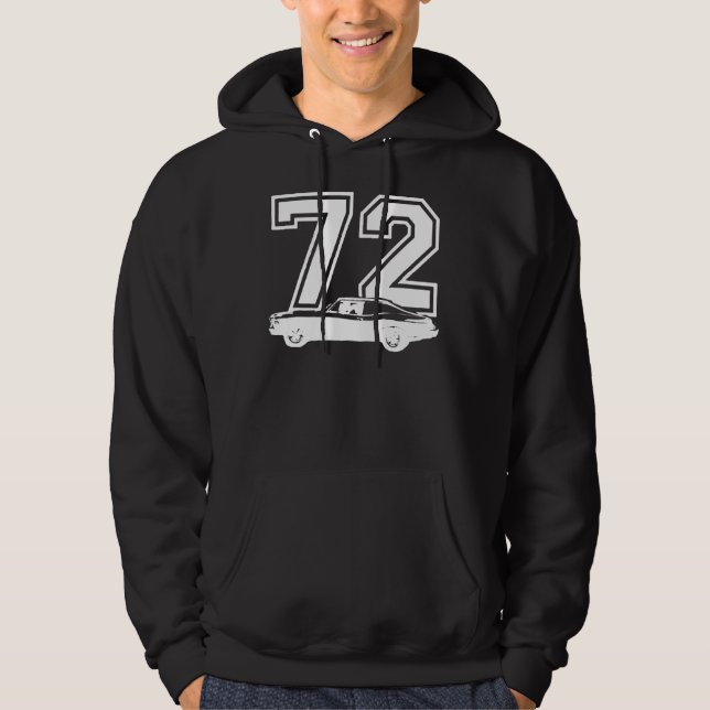 1972 Chevy Nova Side View Year Royal Blue Graphic  Hoodie (Front)