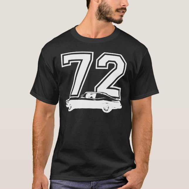 1972 Chevy Nova Side View Year Royal Blue Graphic  T-Shirt (Front)