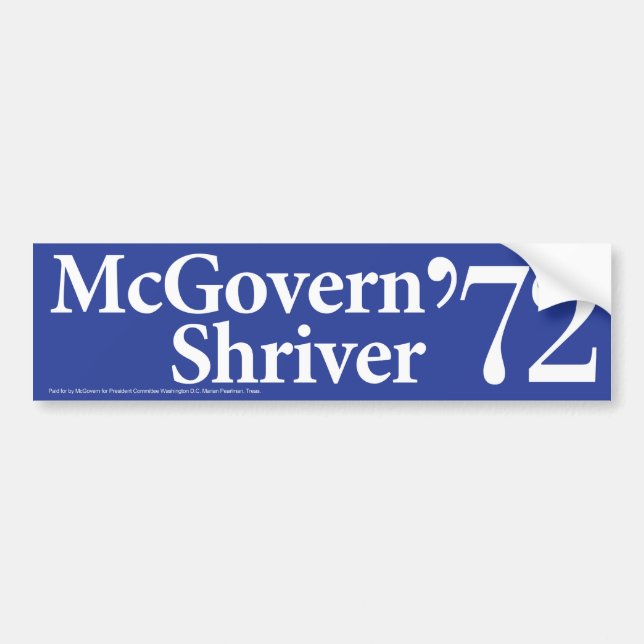 1972 McGovern Shriver Vintage Bumper Sticker (Front)