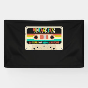 1972 Retro Cassette 50th Birthday 50 Years Old Banner