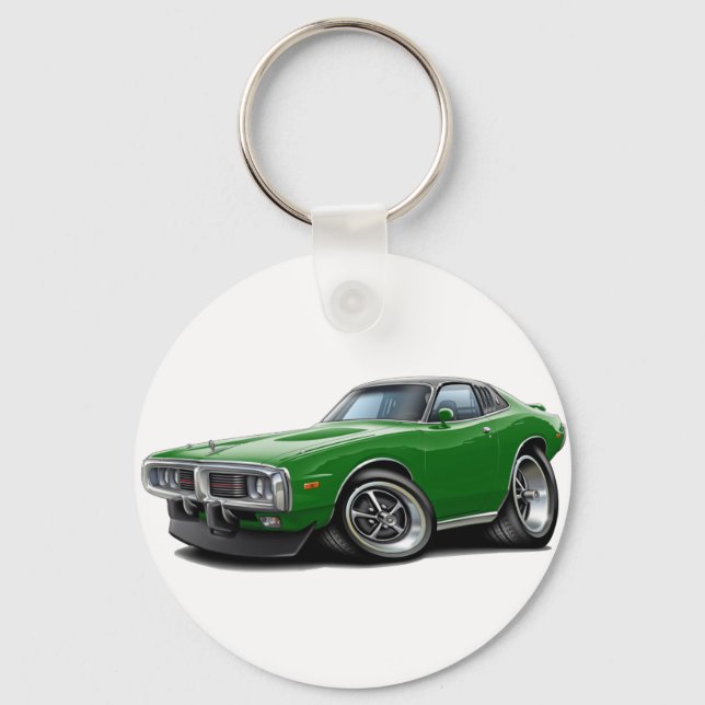 1973-74 Charger Green-Black SE Car Keychain (Front)