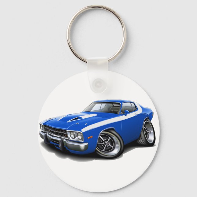1973-74 Roadrunner Blue-White Car Keychain (Front)