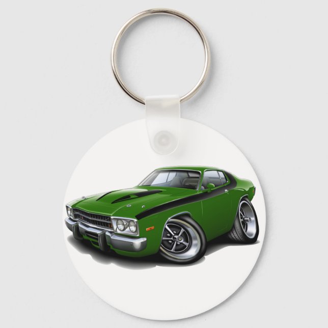 1973-74 Roadrunner Green-Black Car Keychain (Front)