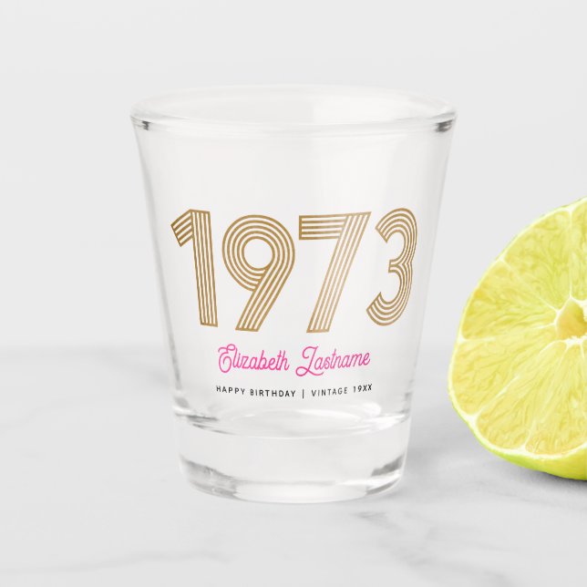 1973 Gold et rose 50e Anniversaire verre de tir (Devant)