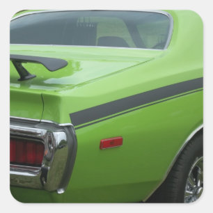 1973 Green Dodge Charger SE Brougham rear quarter Square Sticker
