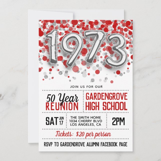 1973 High School College Reunion Invitation (Front)