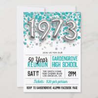 1973 High School College Reunion Invitation