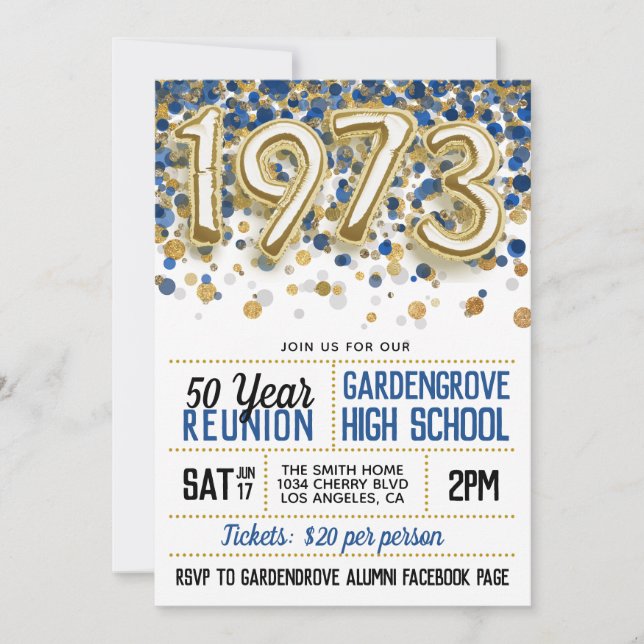 1973 High School College Reunion Invitation (Front)