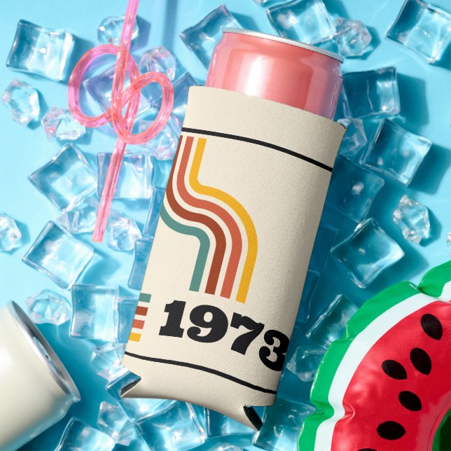 1973 Retro Vintage Poster Birthday or Reunion Seltzer Can Cooler (In Situ Summer)