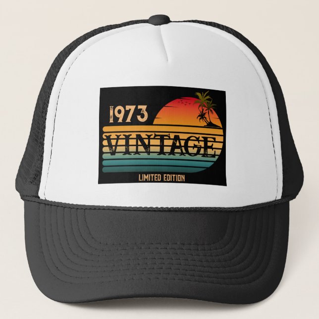 1973 vintage custom birth year birthday trucker hat (Front)