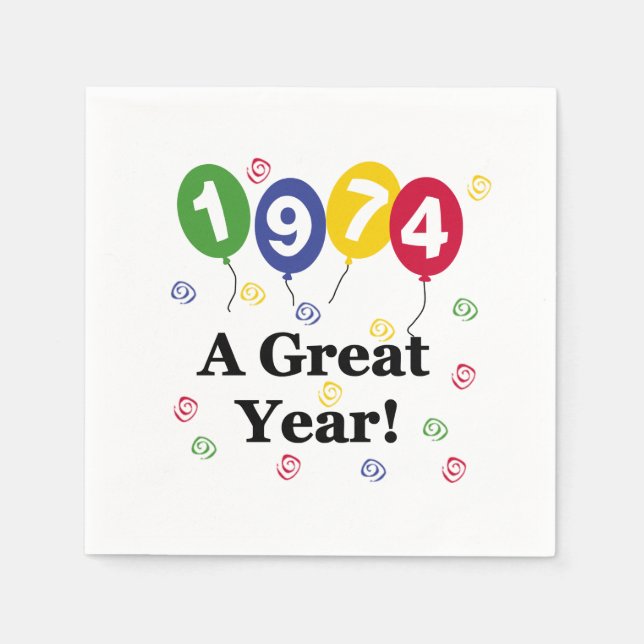 1974 A Great Year Birthday Paper Napkins (Front)