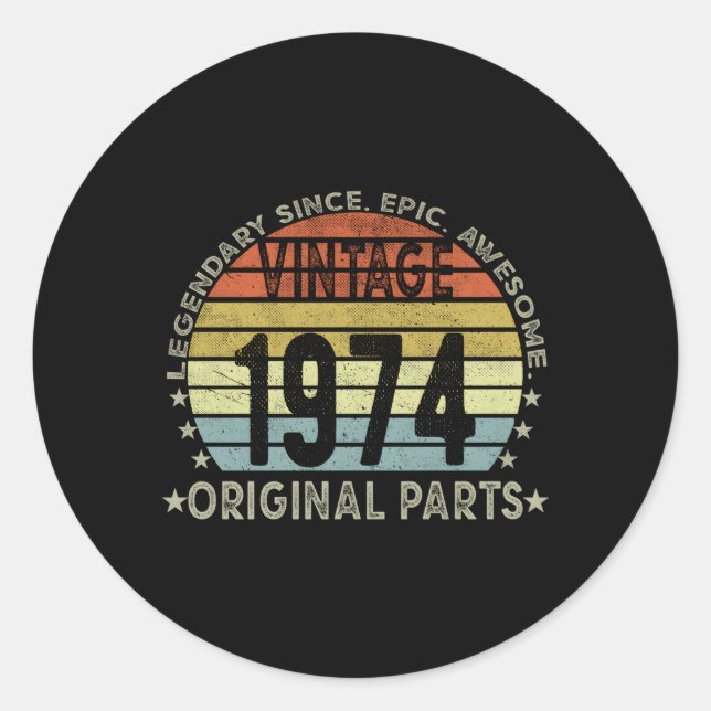 1974 Original P 49Th Classic Round Sticker (Front)