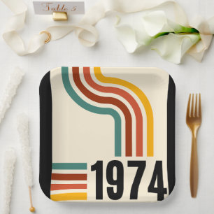 1974 Retro Vintage Poster 50th Birthday Paper Plate