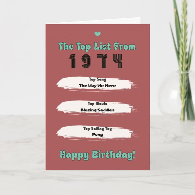 1974 Top List Birthday Card (Front)