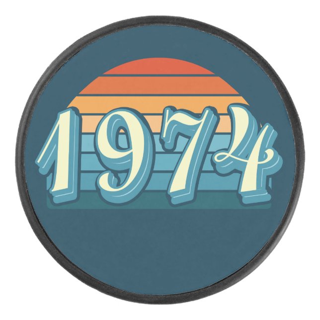 1974 Vintage 50th Birthday Hockey Puck (Front)