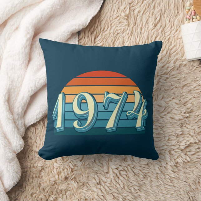 1974 Vintage 50th Birthday Throw Pillow (Blanket)