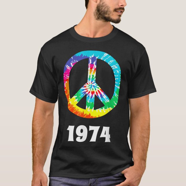 1974 Year Class Reunion Anniversary Hippie Peace S T-Shirt (Front)