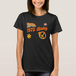 1975 Baby Retro Flowers Peace Sign Groovy Hippie C T-Shirt