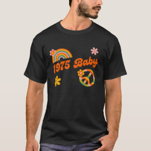 1975 Baby Retro Flowers Peace Sign Groovy Hippie C T-Shirt