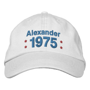 1975 or Any Year 40th Birthday A8P WHITE and BLUE Embroidered Hat