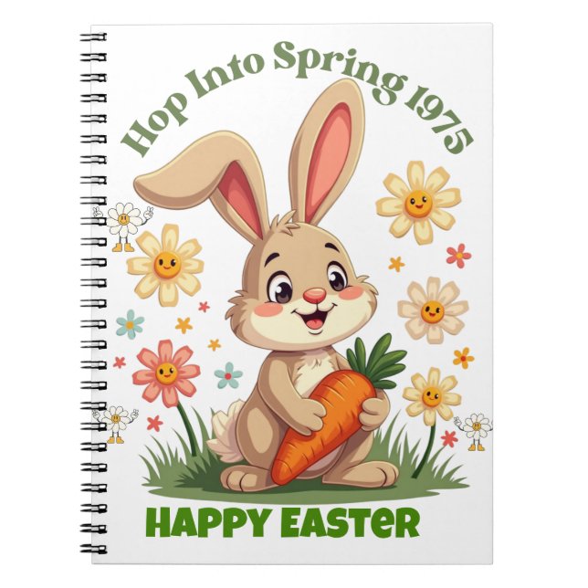 1975 Retro Spring Bunny  Notebook (Front)