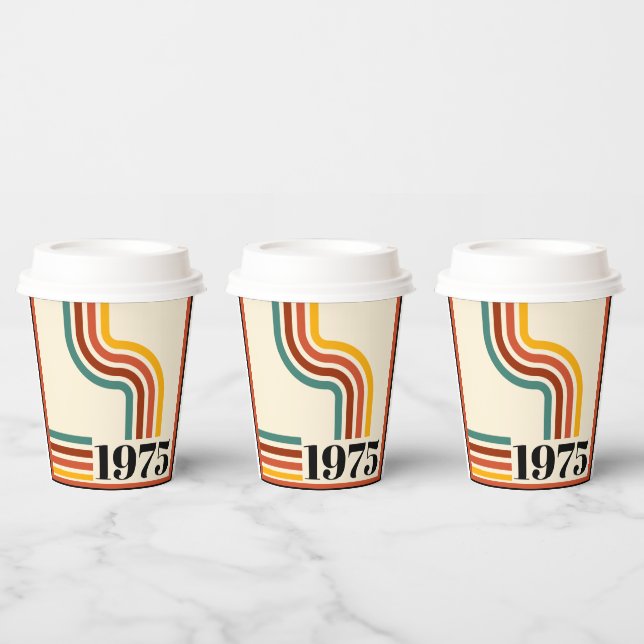1975 Retro Stripe Vintage Orange Paper Cups (Multi)