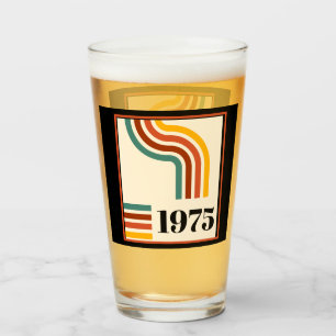 1975 Retro Stripe Vintage Poster 50th Birthday Glass