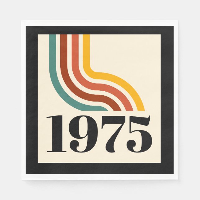 1975 Retro Stripe Vintage Poster Napkin (Front)