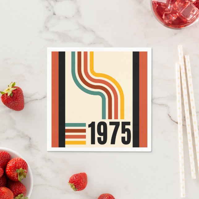 1975 Retro Stripes Vintage Poster Napkin (Insitu)