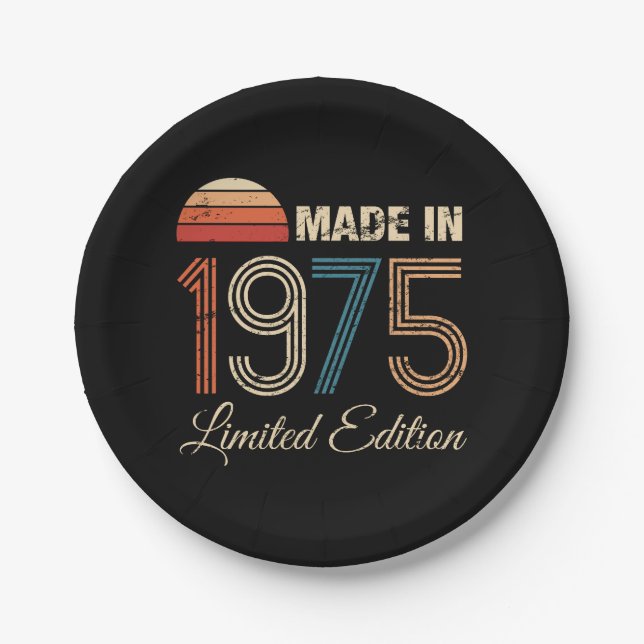 1975 Vintage 50th Birthday Paper Plate (Front)