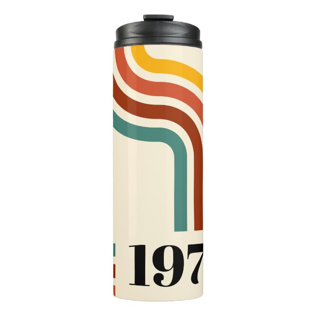 1975 Vintage Retro Stripe Rainbow  Thermal Tumbler (Front)