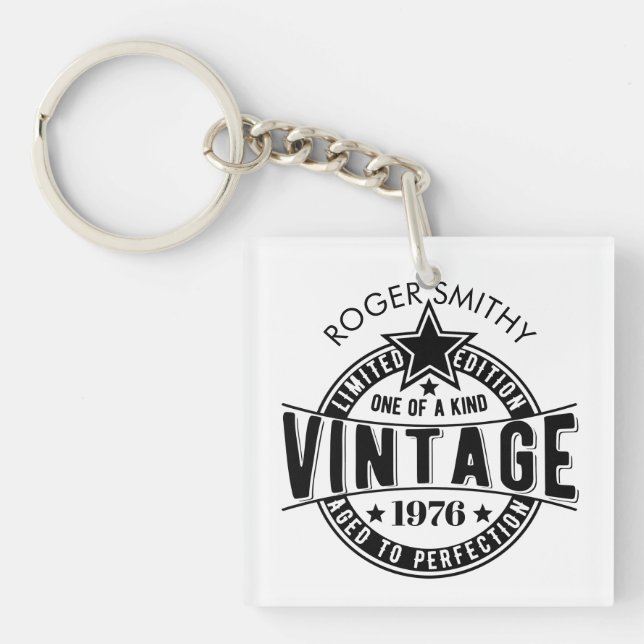 1976 50th Birthday Vintage Aged to perfection Keychain (Front)