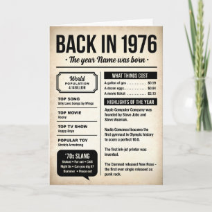 1976 Back in the Day, Fun Facts Birthday Card