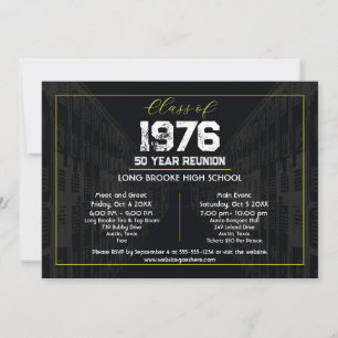 1976 Class Reunion Elegant Black - 50 Year Reunion Invitation