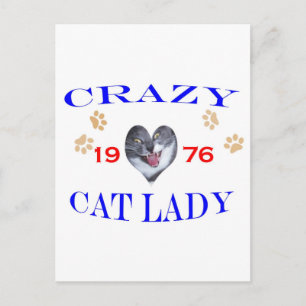 1976 Crazy Cat Lady Postcard