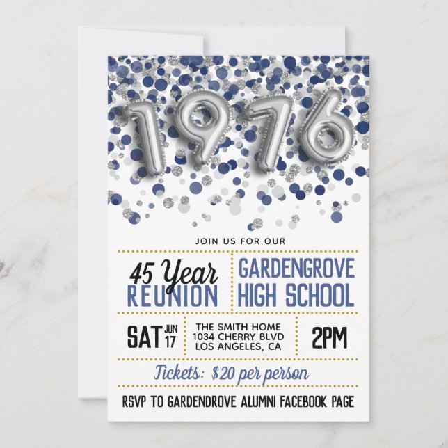 1976 High School College Reunion Invitation (Front)
