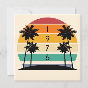 1976 Retro Stripe Sunset Vintage 50th Birthday Invitation